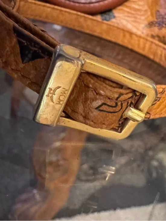 MCM Cognac Visetos Mini Crossbody Satchel with Gold Hardware - Picture 12 of 16